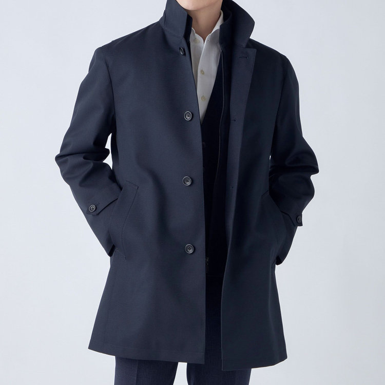 シルバーライン 【SL】レイヤードスタンドカラーコート/ネイビー/WATERPROOF 紺中間