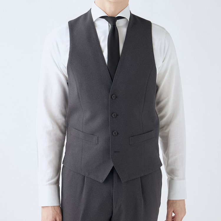 シルバーライン 【CLASSICO TAPERED】【秋冬】2釦シングルスリーピーススーツ 1タックテーパードパンツ/グレー/ウエストムーブ/4S SUSTAINABILITY&ECOLOGY FABRIC/※パンツ裾上げ済仕様 グレー中間