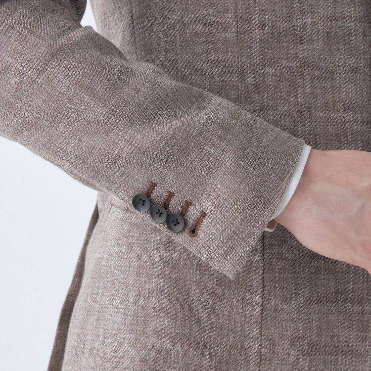 シルバーライン 【CLASSICO TAPERED】【春夏】リネンウール3釦段返りシングルジャケット/ベージュ/パッチポケット/MARZOTTO 茶淡色