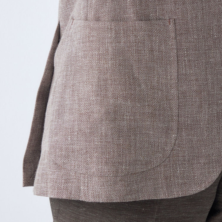 シルバーライン 【CLASSICO TAPERED】【春夏】リネンウール3釦段返りシングルジャケット/ベージュ/パッチポケット/MARZOTTO 茶淡色