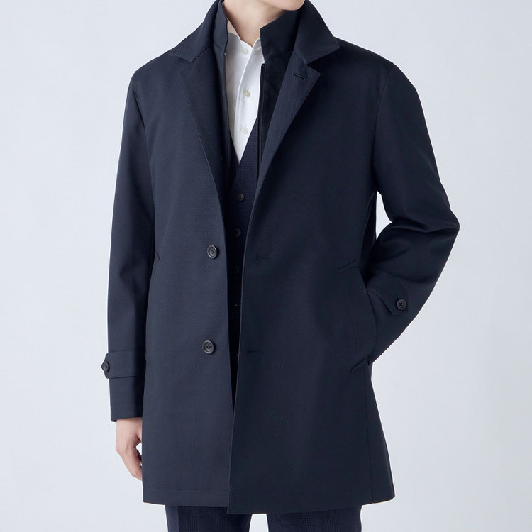 シルバーライン 【SL】レイヤードスタンドカラーコート/ネイビー/WATERPROOF 紺中間