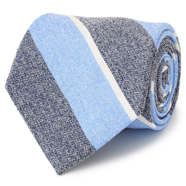 シルバーライン 【SILVER LINE】コットンシルクストライプネクタイ 8.5cm幅/ネイビー×ブルー/Finest fabrics by COMO ITALY その他