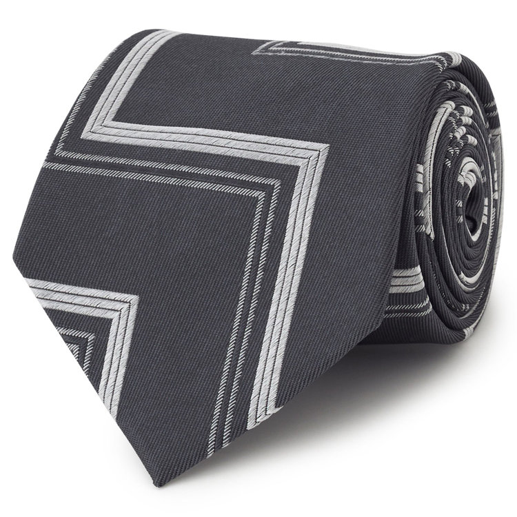 ブラックライン 【BLACK LINE】シルクブレンド幾何学柄ネクタイ 7.5cm幅/グレー その他