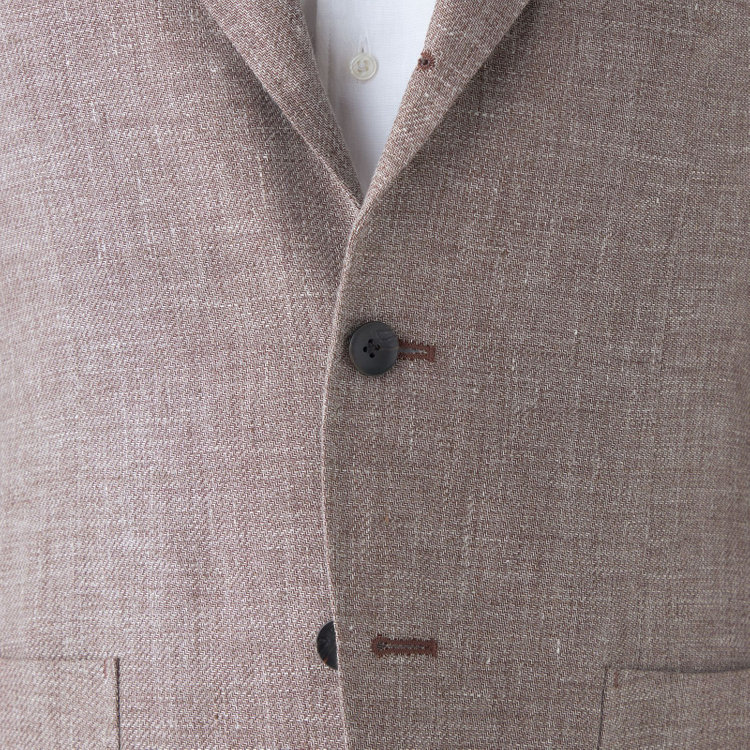シルバーライン 【CLASSICO TAPERED】【春夏】リネンウール3釦段返りシングルジャケット/ベージュ/パッチポケット/MARZOTTO 茶淡色