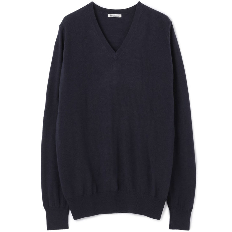 スーツセレクト 【発送在庫あり】【RBC】【秋冬】ウール100％Vネックニットセーター/ネイビー/ZEGNA BARUFFA/マシンウォッシャブル 紺中間