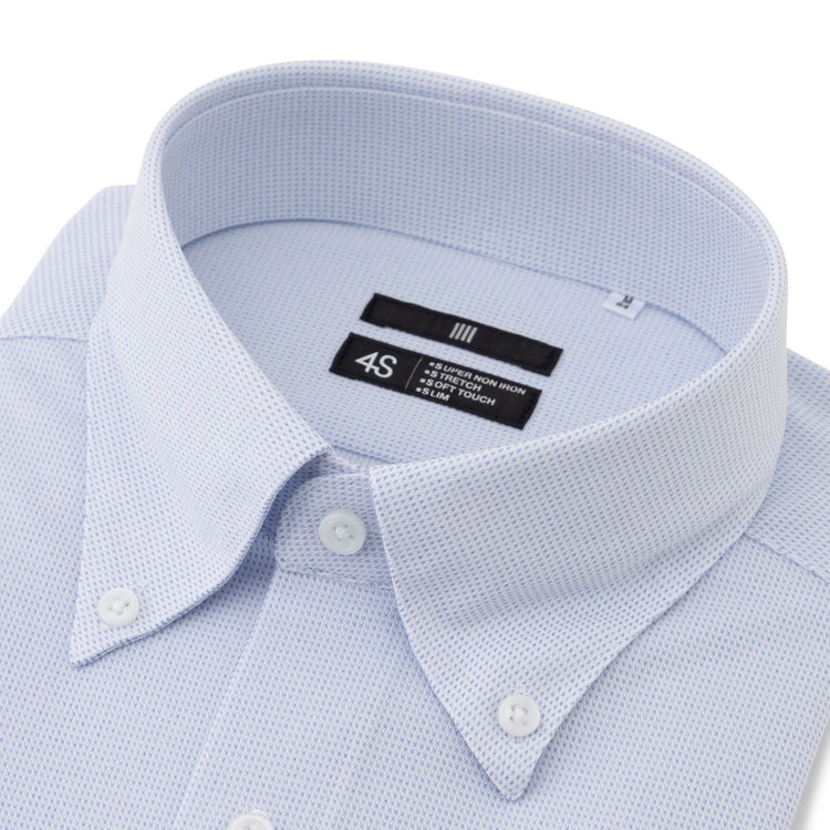 ブラックライン 【発送在庫あり】【WEB限定】【BLACK LINE】ボタンダウンワイシャツ/ブルー＆ホワイト×ドビー/「4S」スーパーノンアイロン・ストレッチ 青中間