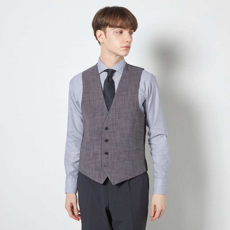 ブラックライン 【SLIM TAPERED_2】【春夏】リバーシブルジレ(ベスト)/ブラック＆グレー/4S SUSTAINABILITY&ECOLOGY FABRIC 黒