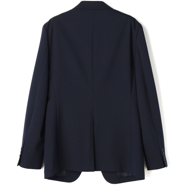 ブラックライン 【SLIM TAPERED】【年間】2釦シングルスリーピーススーツ 0タック/ネイビー×ヘリンボーン /ウエストシャーリング/4S TAKE OUT SUITS /リバーシブルベスト（グレー）/※パンツ裾上げ済仕様 紺中間