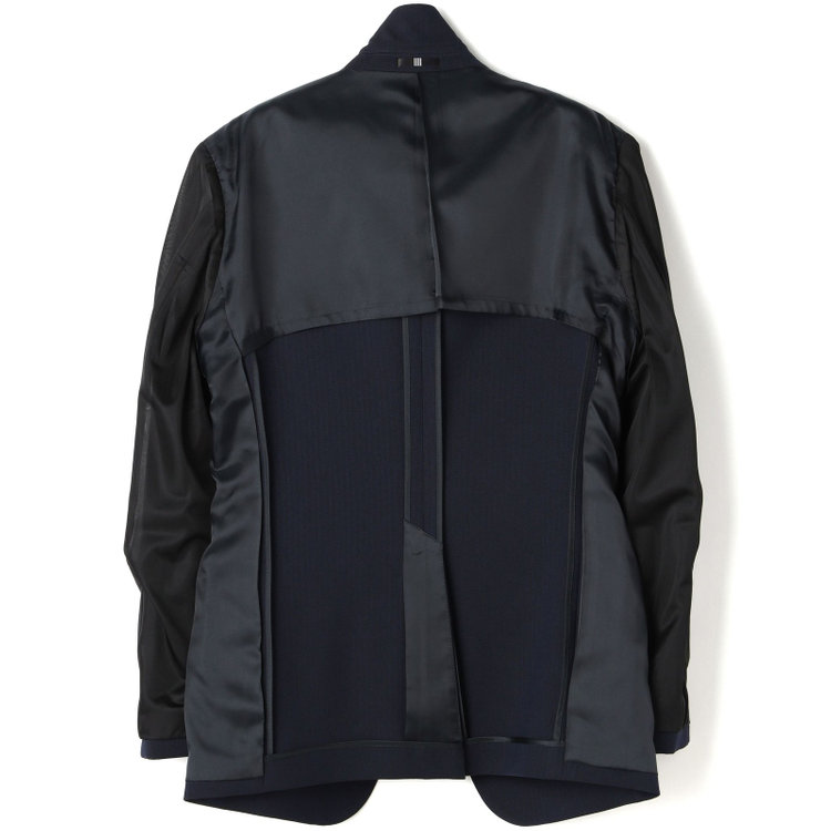 ブラックライン 【SLIM TAPERED】【年間】2釦シングルスリーピーススーツ 0タック/ネイビー×ヘリンボーン /ウエストシャーリング/4S TAKE OUT SUITS /リバーシブルベスト（グレー）/※パンツ裾上げ済仕様 紺中間