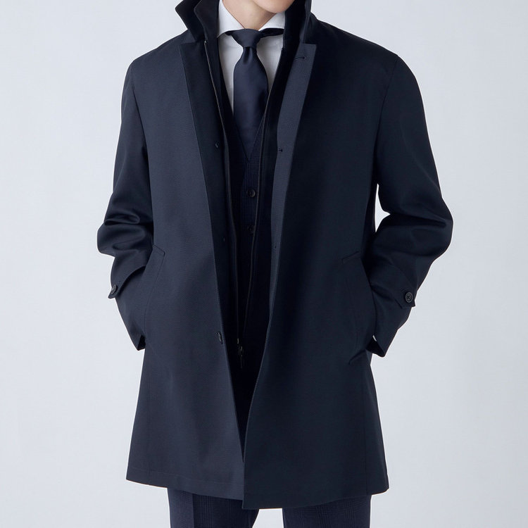 シルバーライン 【SL】レイヤードスタンドカラーコート/ネイビー/WATERPROOF 紺中間