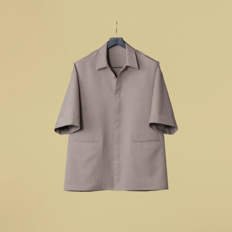 「TailoredCasual」【春夏】ハーフスリーブシャツ/ブラウン