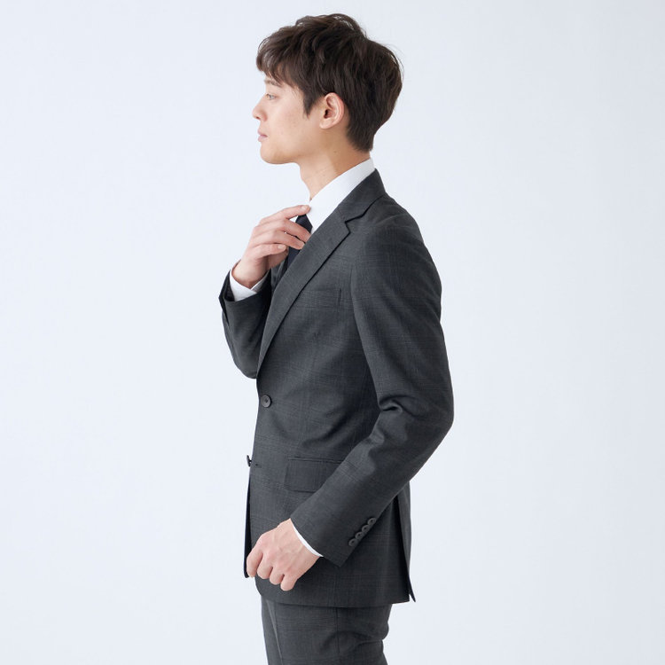 シルバーライン 【発送在庫あり】【CLASSICO TAPERED】【秋冬】2釦シングルスーツ 1タック/グレー×チェック/REDA ACTIVE/NEW ZEALAND MERINO/SHOWER CLEAN/※裾上げ必要 グレー濃色