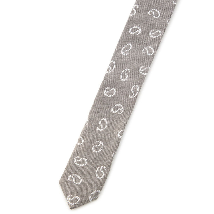 シルバーライン 【SILVER LINE】シルクリネンペイズリーネクタイ 8.5cm幅/グレー/Finest fabrics by COMO ITALY その他