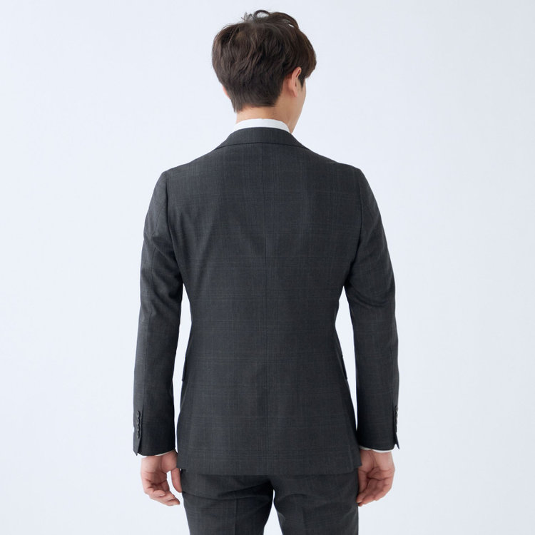 シルバーライン 【発送在庫あり】【CLASSICO TAPERED】【秋冬】2釦シングルスーツ 1タック/グレー×チェック/REDA ACTIVE/NEW ZEALAND MERINO/SHOWER CLEAN/※裾上げ必要 グレー濃色