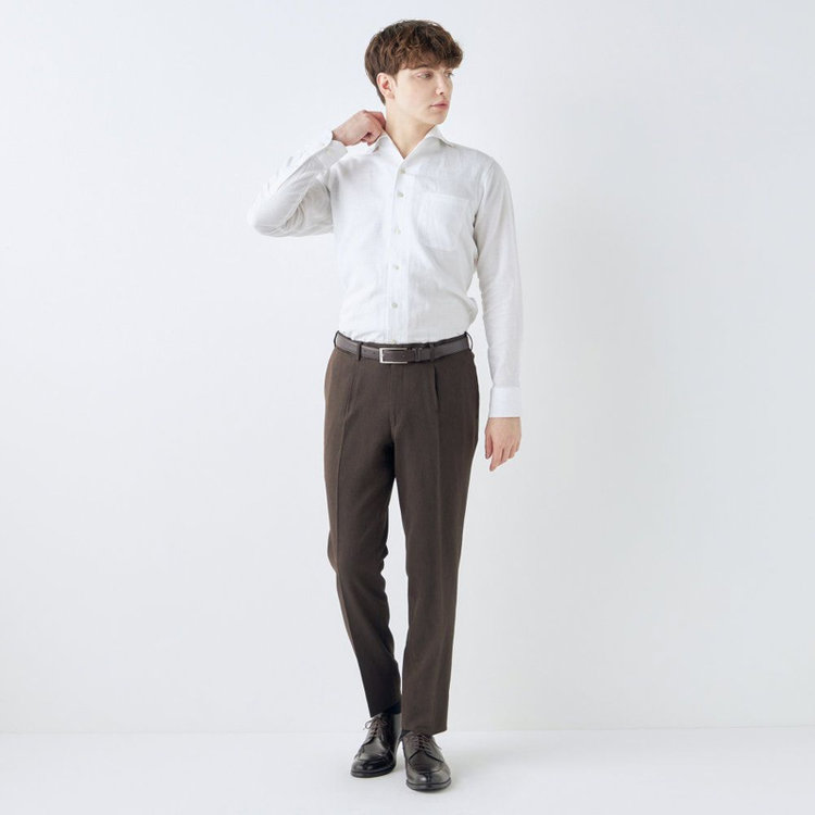 シルバーライン 【CLASSICO TAPERED】【春夏】1タックテーパードパンツ/ブラウン/ウエストムーブ仕様/4S SUSTAINABILITY&ECOLOGY FABRIC/※裾上げ済仕様 茶中間