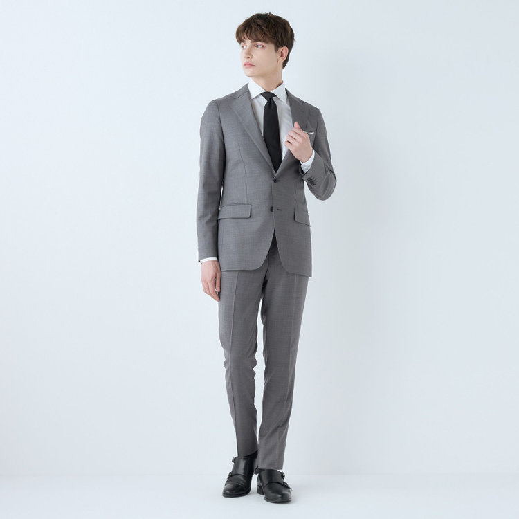 シルバーライン 【発送在庫あり】【CLASSICO TAPERED】【春夏】2釦シングルスーツ 1タック/グレー/ウエストムーブ/REDA ACTIVE/NEW ZEALAND MERINO/SHOWER CLEAN/※パンツ裾上げ済仕様 グレー淡色