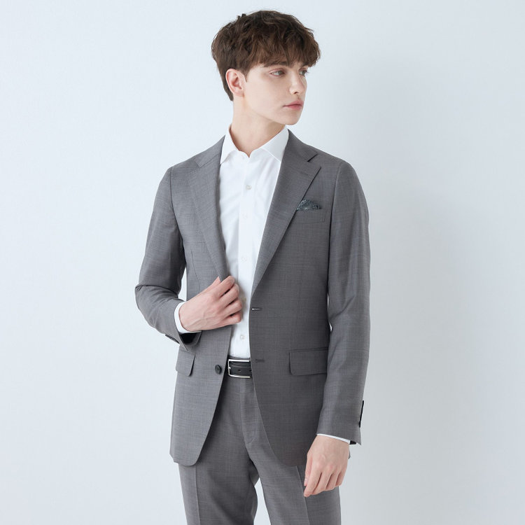 シルバーライン 【CLASSICO TAPERED】【春夏】2釦シングルスーツ 1タック/グレー/ウエストムーブ/REDA ACTIVE/NEW ZEALAND MERINO/SHOWER CLEAN/※パンツ裾上げ済仕様 グレー淡色