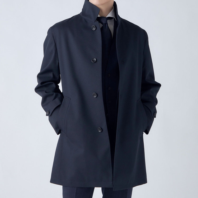 シルバーライン 【SL】レイヤードスタンドカラーコート/ネイビー/WATERPROOF 紺中間