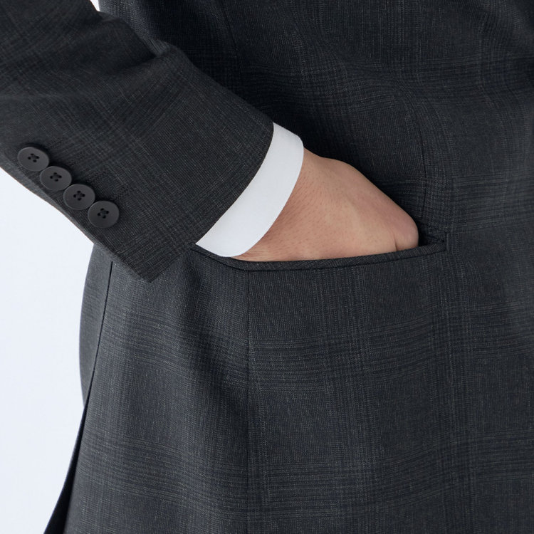 シルバーライン 【発送在庫あり】【CLASSICO TAPERED】【秋冬】2釦シングルスーツ 1タック/グレー×チェック/REDA ACTIVE/NEW ZEALAND MERINO/SHOWER CLEAN/※裾上げ必要 グレー濃色