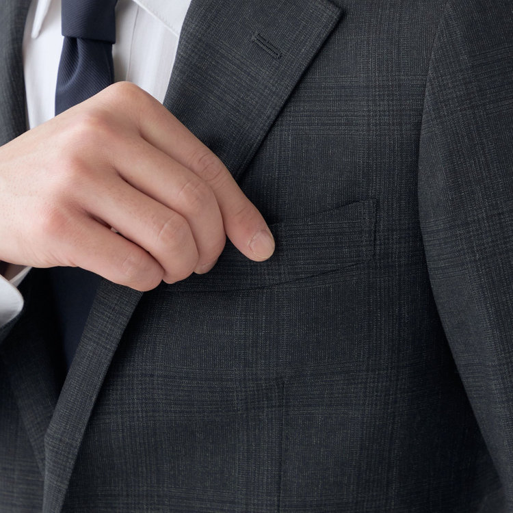 シルバーライン 【発送在庫あり】【CLASSICO TAPERED】【秋冬】2釦シングルスーツ 1タック/グレー×チェック/REDA ACTIVE/NEW ZEALAND MERINO/SHOWER CLEAN/※裾上げ必要 グレー濃色