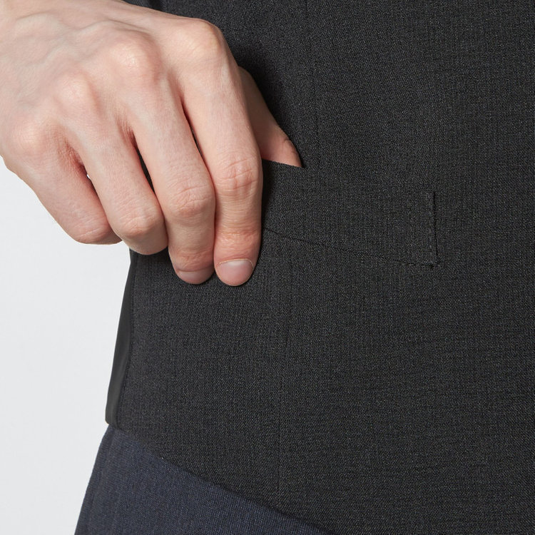ブラックライン 【SLIM TAPERED_2】【春夏】リバーシブルジレ(ベスト)/ブラック＆グレー/4S SUSTAINABILITY&ECOLOGY FABRIC 黒