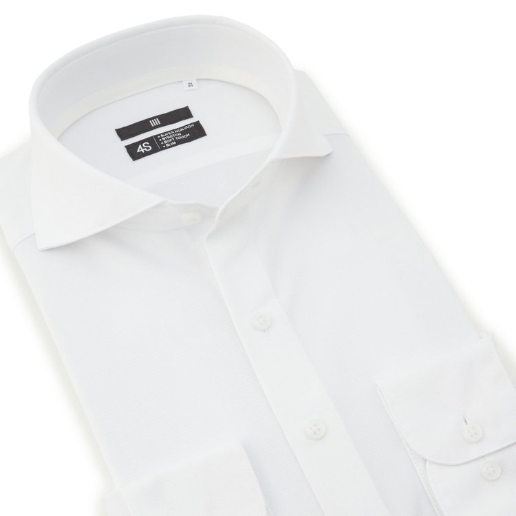 ブラックライン 【発送在庫あり】【WEB限定】【BLACK LINE】ホリゾンタルワイドワイシャツ/ホワイト×ドビー/「4S」スーパーノンアイロン・ストレッチ 白