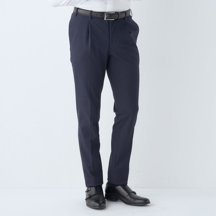 シルバーライン 【CLASSICO TAPERED】【春夏】1タックテーパードパンツ/ネイビー/ウエストシャーリング/RIRANCHA/裾上げ済仕様 紺中間
