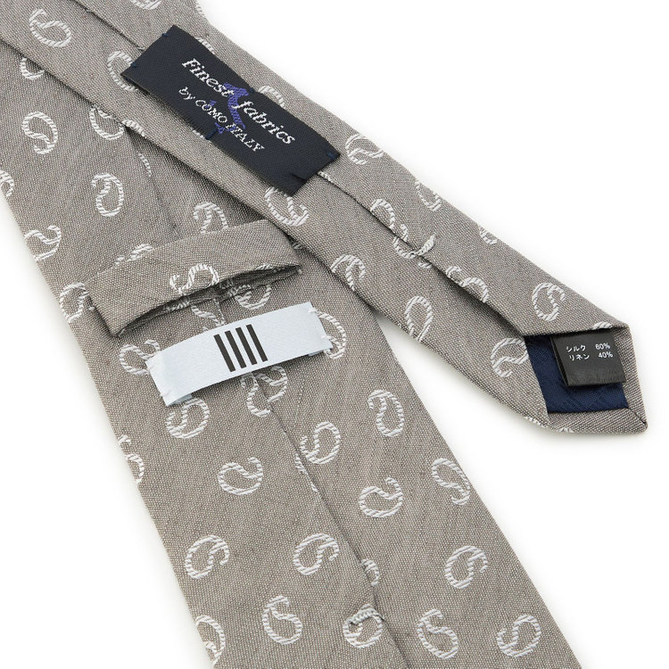 シルバーライン 【SILVER LINE】シルクリネンペイズリーネクタイ 8.5cm幅/グレー/Finest fabrics by COMO ITALY その他