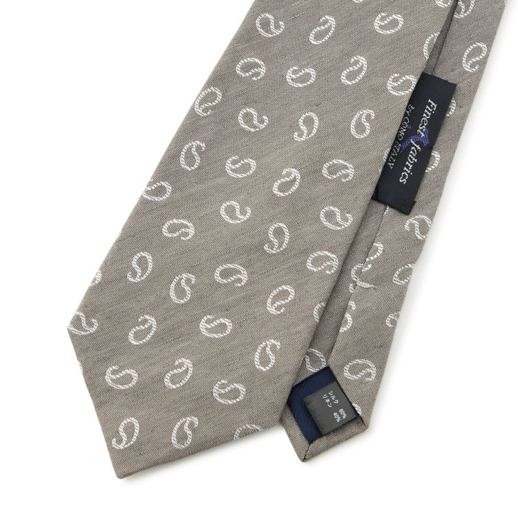 シルバーライン 【SILVER LINE】シルクリネンペイズリーネクタイ 8.5cm幅/グレー/Finest fabrics by COMO ITALY その他