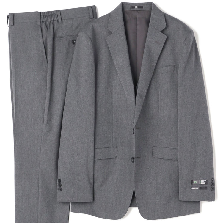 ブラックライン 【SLIM TAPERED_2】【年間】2釦シングルスリーピーススーツ 0タック/グレー/ウエストシャーリング/4S SUSTAINABILITY&ECOLOGY FABRIC/※パンツ裾上げ済仕様 グレー中間