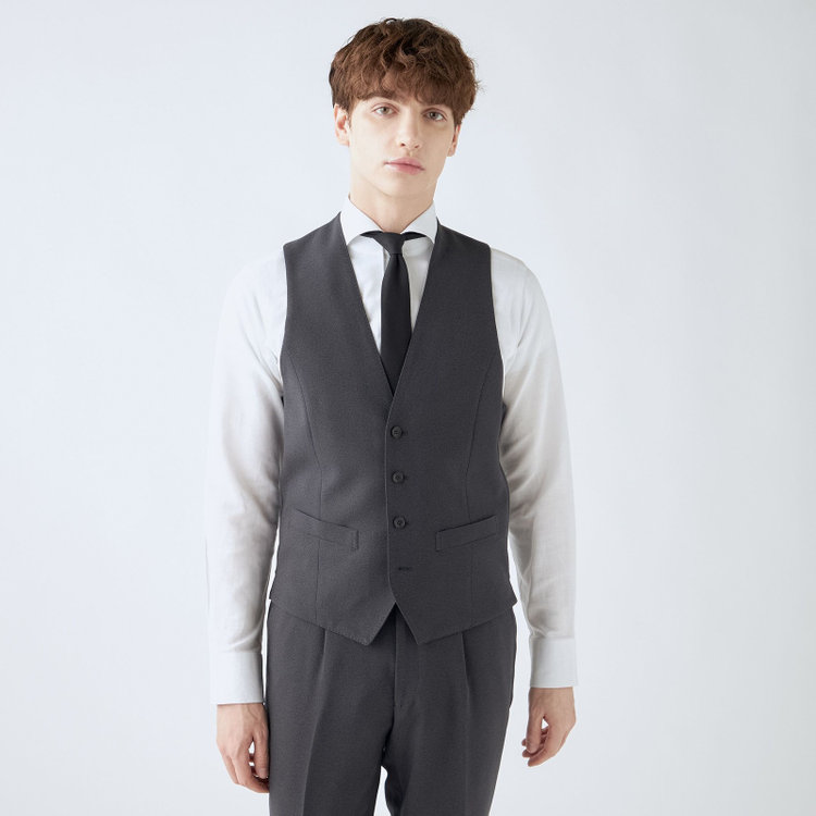 シルバーライン 【CLASSICO TAPERED】【秋冬】2釦シングルスリーピーススーツ 1タックテーパードパンツ/グレー/ウエストムーブ/4S SUSTAINABILITY&ECOLOGY FABRIC/※パンツ裾上げ済仕様 グレー中間