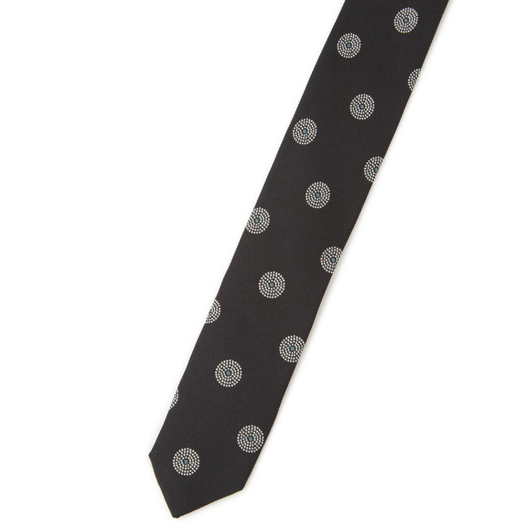 シルバーライン 【SILVER LINE】シルク小紋ネクタイ 8.5cm幅/ブラック/Finest fabrics by COMO ITALY その他