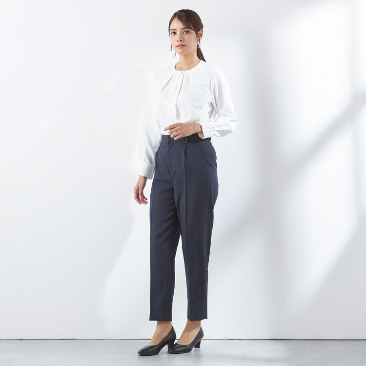 SUIT SELECT　アウトレット 【WEB限定/OUTLET/汚れ・キズ等有】【SL/長袖】ボウタイライクプルオーバー/ホワイト/「ウォッシャブル」「ストレッチ」「防シワ」「UV加工」「静電気防止」 白