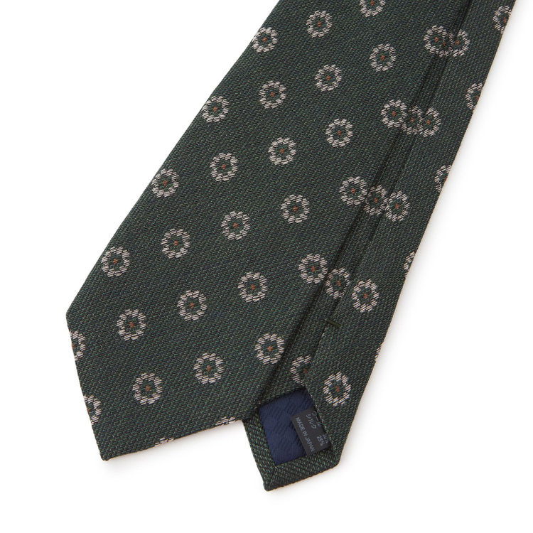 シルバーライン 【発送在庫あり】【SILVER LINE】コットンウールシルク小紋ネクタイ 8.5cm幅/グリーン/ITALIAN FABRICS その他