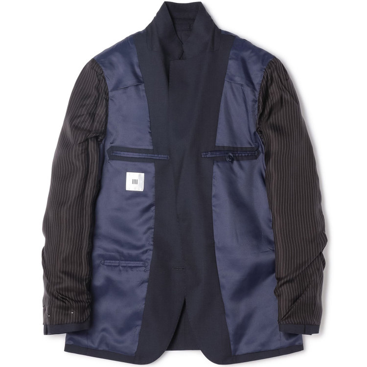 スーツセレクト 【発送在庫あり】【CLASSICO TAPERED】【年間】ウールブレンド2釦ジャケット/ネイビー×ソリッド+メタル釦 ネイビー系(紺)