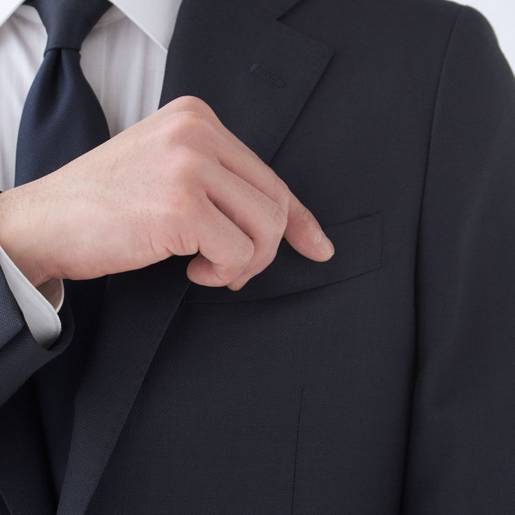 スーツセレクト 【発送在庫あり】【CLASSICO TAPERED】【年間】ウールブレンド2釦ジャケット/ネイビー×ソリッド+メタル釦 ネイビー系(紺)