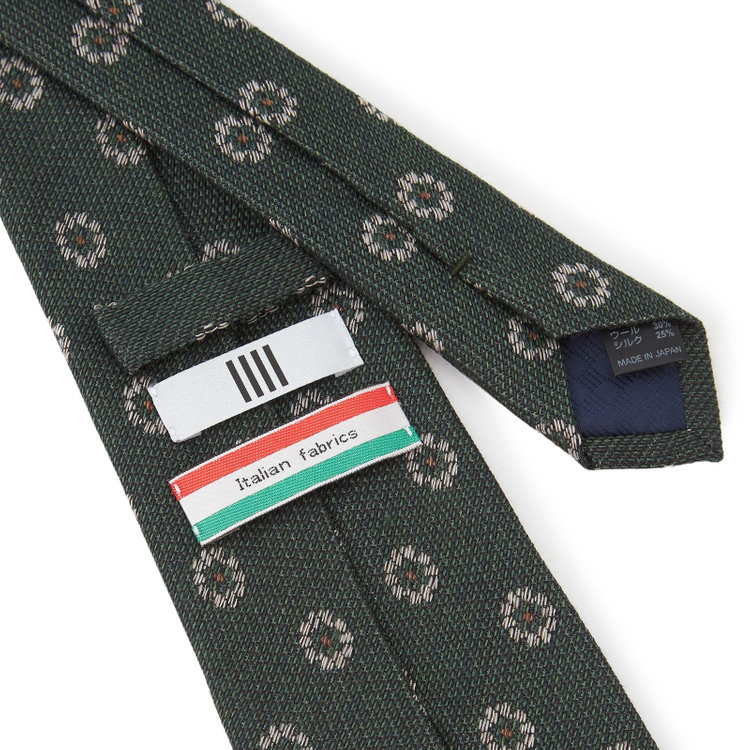 シルバーライン 【発送在庫あり】【SILVER LINE】コットンウールシルク小紋ネクタイ 8.5cm幅/グリーン/ITALIAN FABRICS その他