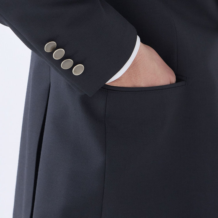 スーツセレクト 【発送在庫あり】【CLASSICO TAPERED】【年間】ウールブレンド2釦ジャケット/ネイビー×ソリッド+メタル釦 ネイビー系(紺)