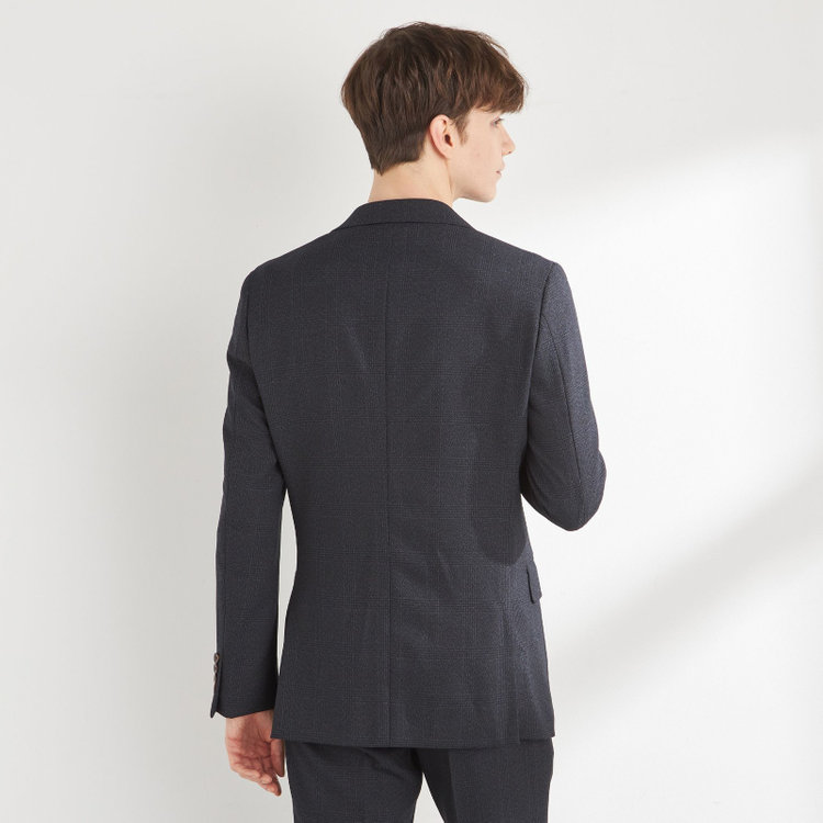 シルバーライン 【CLASSICO TAPERED】【秋冬】コーディネートパンツ付き/2釦シングルスーツ 1タック/ネイビー×グレンチェック+グレーソリッドパンツ/ウエストムーブ/4S SUSTAINABILITY&ECOLOGY FABRIC/※パンツ裾上げ済仕様 紺中間