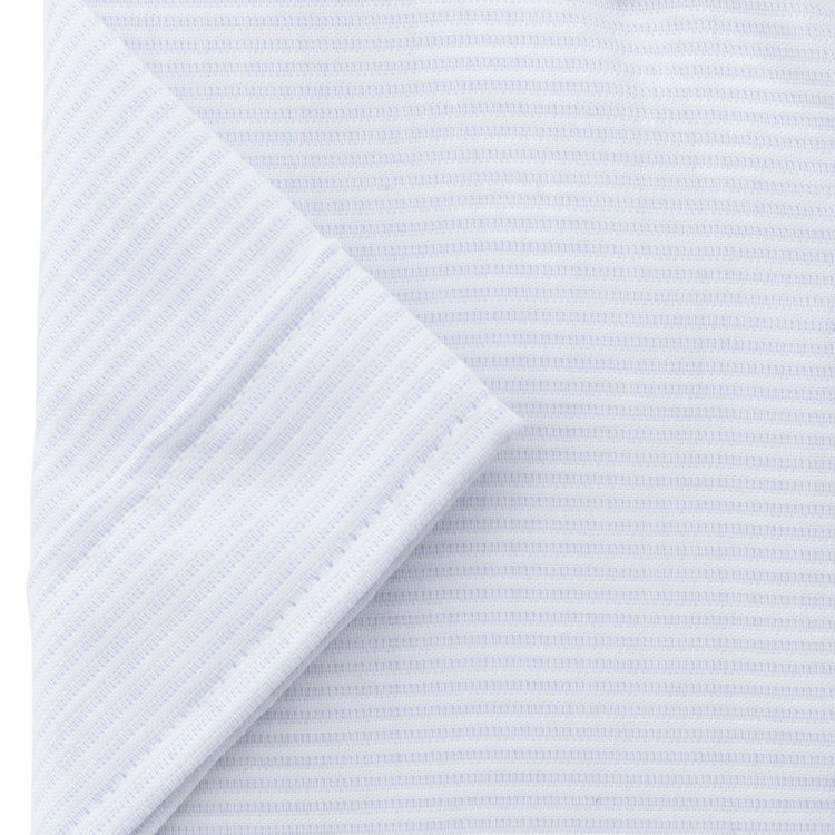 ブラックライン 【発送在庫あり】【BLACK LINE/半袖】【形態安定】ボタンダウンドレスワイシャツ/サックス＆ホワイト×ボーダー/襟裏別布：チェック/釦付糸：ネイビー 青淡色