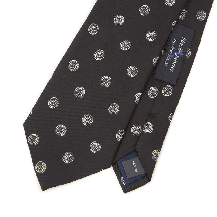 シルバーライン 【SILVER LINE】シルク小紋ネクタイ 8.5cm幅/ブラック/Finest fabrics by COMO ITALY その他