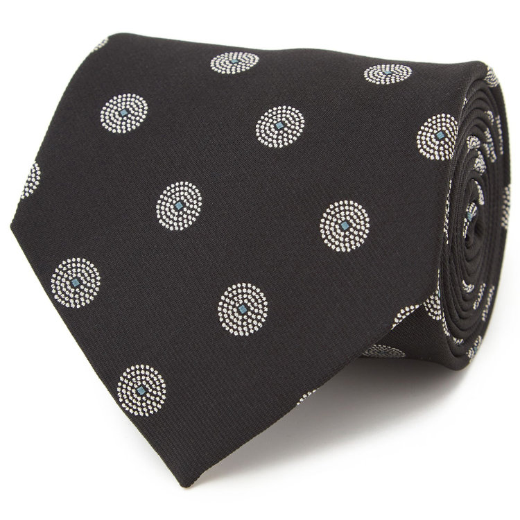 シルバーライン 【SILVER LINE】シルク小紋ネクタイ 8.5cm幅/ブラック/Finest fabrics by COMO ITALY その他