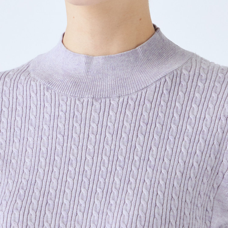 シルバーライン 【SL】【秋冬】 ハイネック ニットセーター/ラベンダー/マシンウォッシャブル 紫淡色
