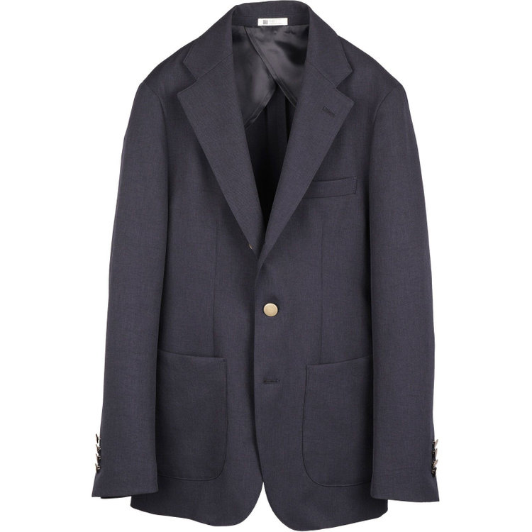 スーツセレクト 【発送在庫あり】【RBC】【春夏】3釦段返りジャケット/ネイビー×カルゼ/パッチポケット/メタル釦 ネイビー系(紺)