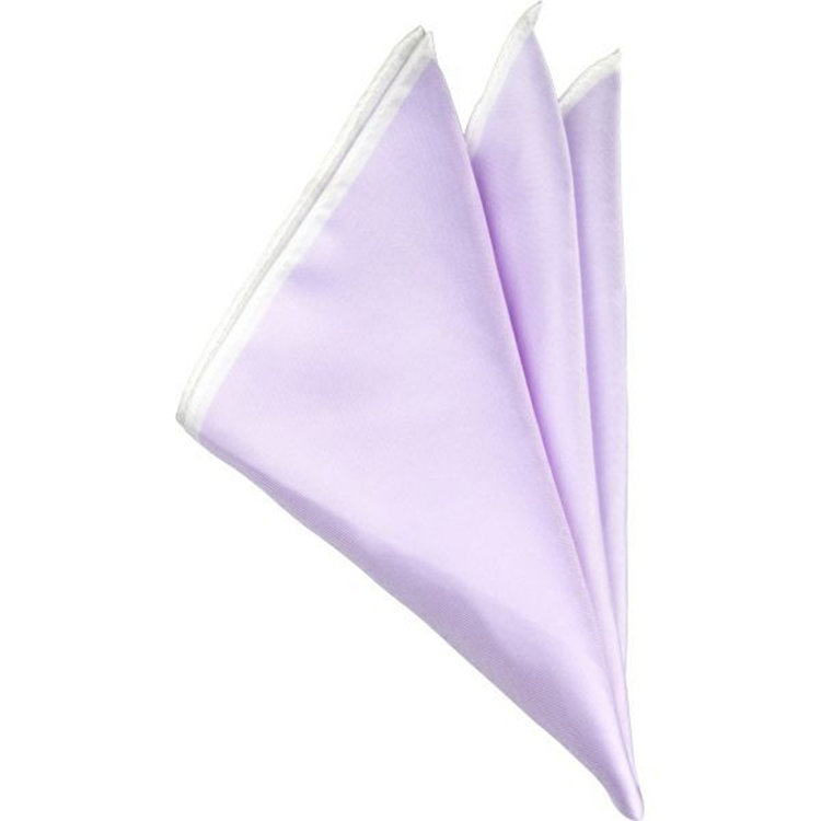 スーツセレクト シルクポケットチーフ/ライトパープル+ホワイトトリミング/MADE IN JAPAN パープル系(紫)