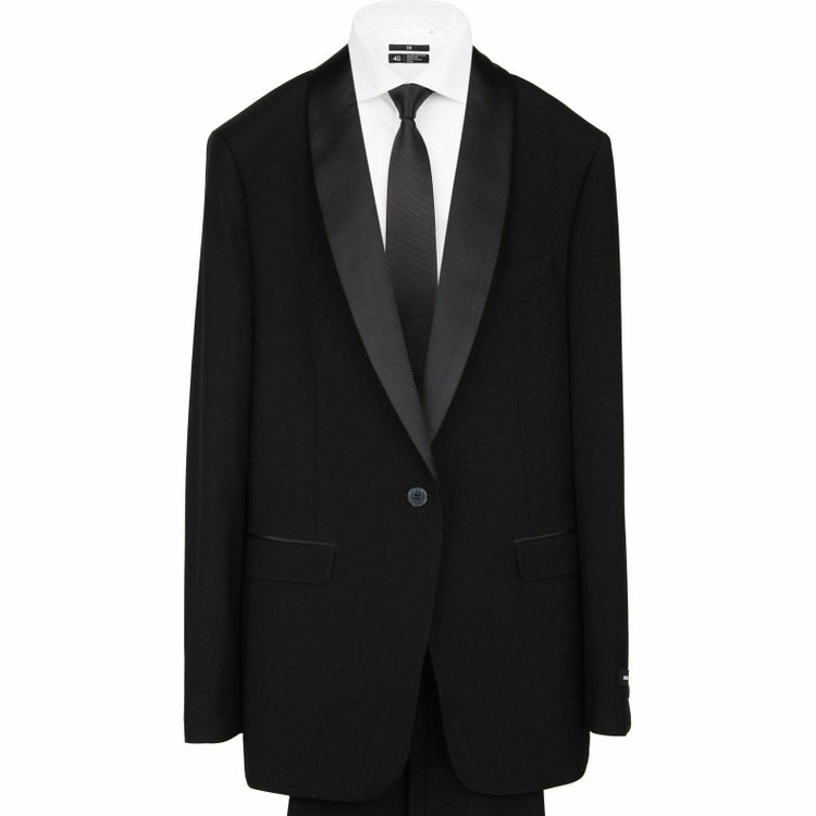 スーツセレクト 【年間】 1釦サテンショールカラーシングルスーツ 0タック/ブラック/BISHU JAPAN FABRIC ブラック系(黒)