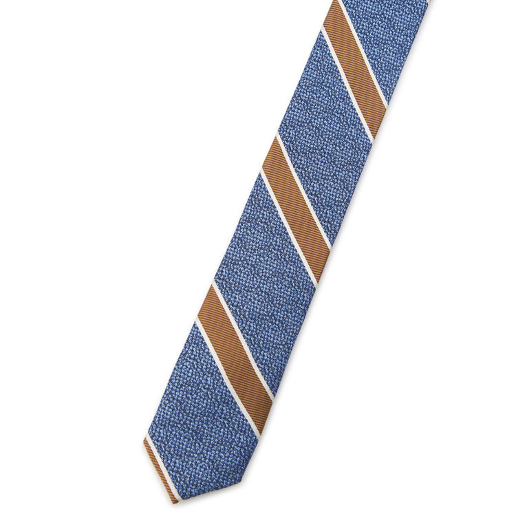 シルバーライン 【SILVER LINE】シルクストライプネクタイ 8.5cm幅/ブルー×ブラウン/Finest fabrics by COMO ITALY その他