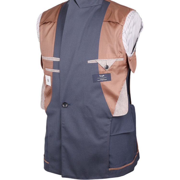 スーツセレクト 【発送在庫あり】【CLASSICO TAPERED】【春夏】6釦2掛けダブルスーツ 1タック/ネイビー/MARZOTTO ネイビー系(紺)