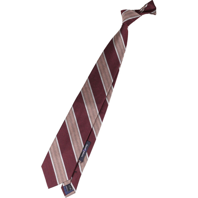 シルバーライン 【SILVER LINE】シルクウールストライプネクタイ 8.5cm幅/ワイン×ブラウン/Finest fabrics by COMO ITALY その他