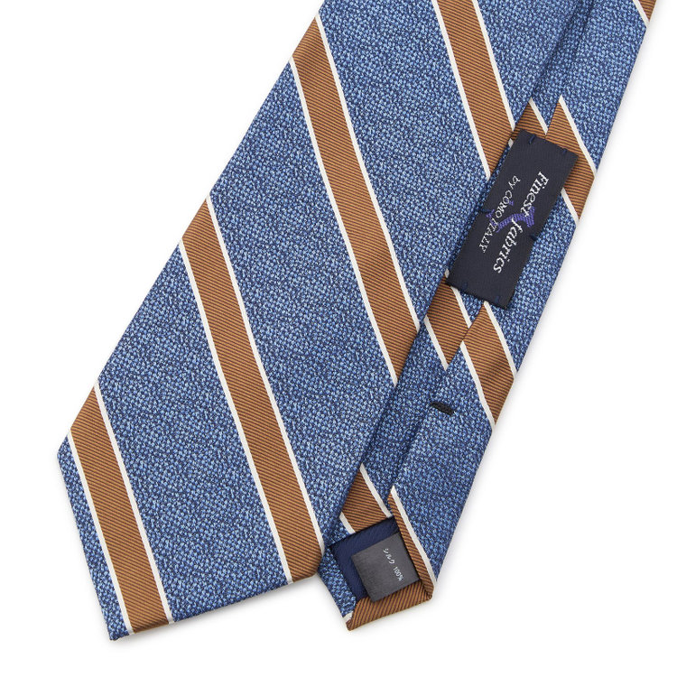 シルバーライン 【SILVER LINE】シルクストライプネクタイ 8.5cm幅/ブルー×ブラウン/Finest fabrics by COMO ITALY その他